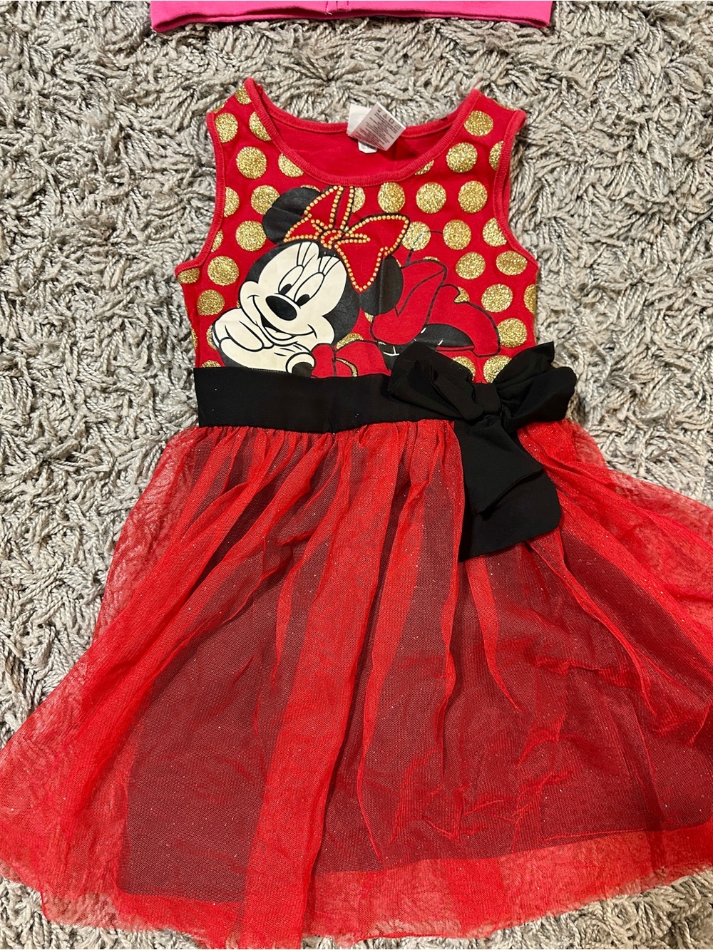 Disney Red Black Minnie Mouse Glitter Dot Tulle Dress